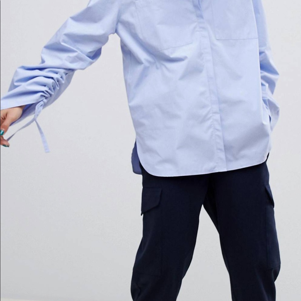 ASOS White ruched sleeves